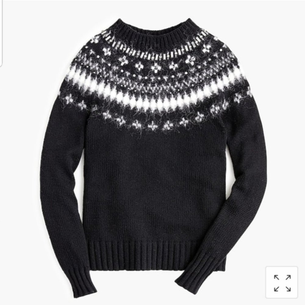 J. CREW embellished fair isle sweater size small